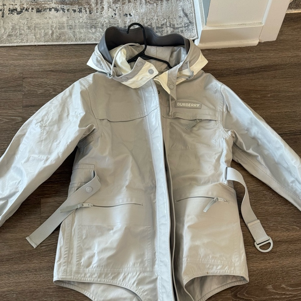Burberry Light Gray Hooded Coat